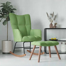 Chique schommelstoel met voetenbank en blokpatroon - Lichtgroen / 1 / Met voetensteun - Schommelstoelen