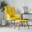 Chique schommelstoel met voetenbank en blokpatroon - Mosterdgeel / 1 / Met voetensteun - Schommelstoelen