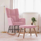 Chique schommelstoel met voetenbank en blokpatroon - Roze / 1 / Met voetensteun - Schommelstoelen
