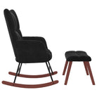 Chique schommelstoel met voetenbank en blokpatroon - Schommelstoelen