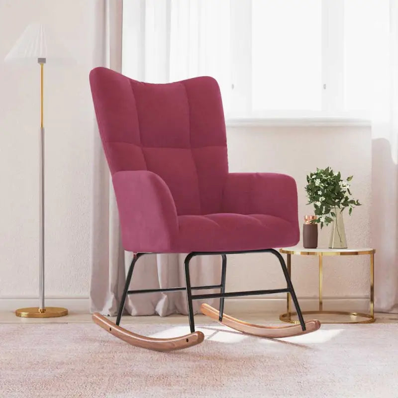 Chique schommelstoel met voetenbank en blokpatroon - Wijnrood / 1 / Zonder voetensteun - Schommelstoelen