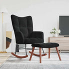 Chique schommelstoel met voetenbank en blokpatroon - Zwart / 1 / Met voetensteun - Schommelstoelen