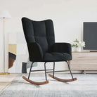 Chique schommelstoel met voetenbank en blokpatroon - Zwart / 1 / Zonder voetensteun - Schommelstoelen