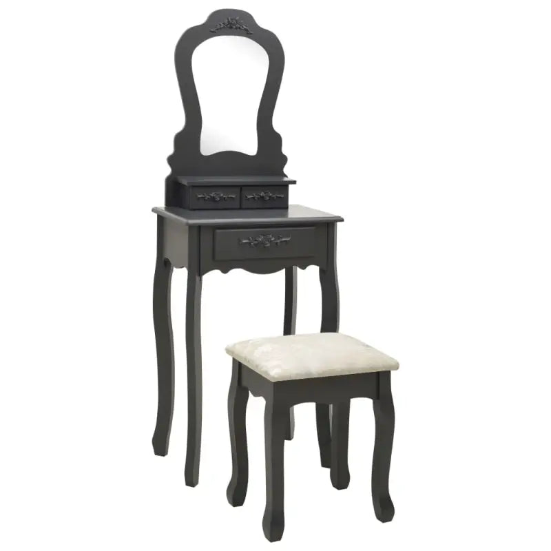Chique slaapkamerkaptafel met paulowniahout en luxe poten - Grijs / 1 - Slaapkamerkaptafels