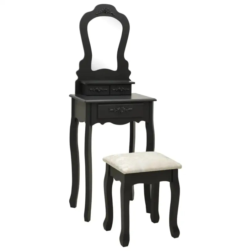 Chique slaapkamerkaptafel met paulowniahout en luxe poten - Zwart / 1 - Slaapkamerkaptafels