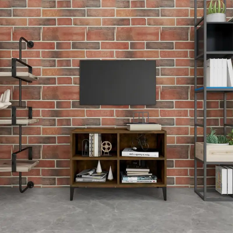 Chique tv-meubel met metalen poten voor een elegante uitstraling - Gerookt eiken / 1 / 69.5 cm - Tv-meubels