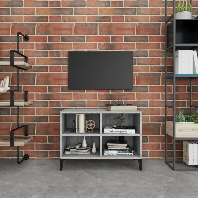 Chique tv-meubel met metalen poten voor een elegante uitstraling - Grijs sonoma / 1 / 69.5 cm - Tv-meubels