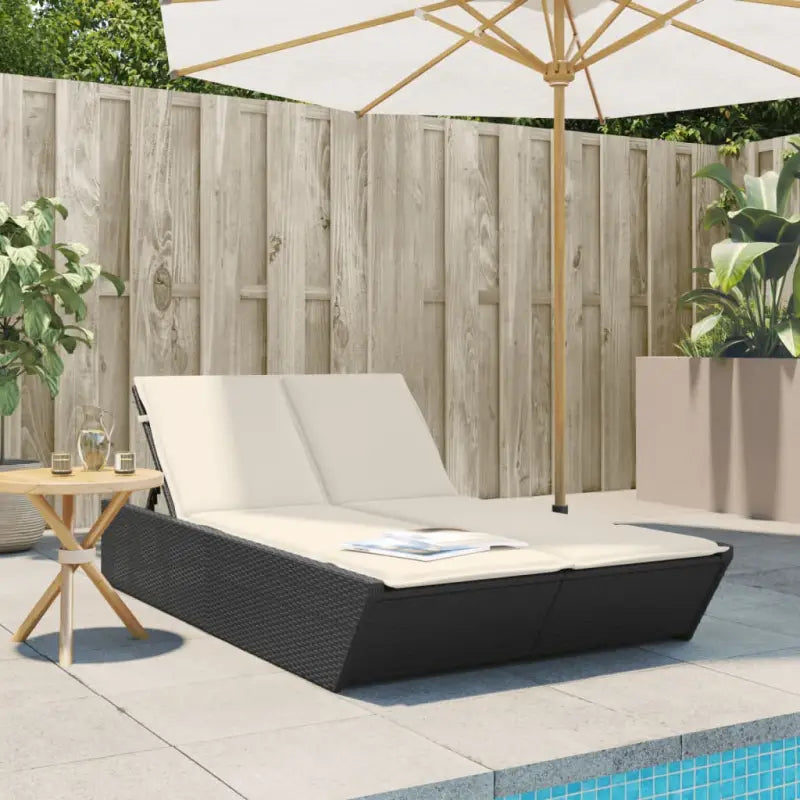 Ligbed 2-Persoons Met Kussens Poly Rattan