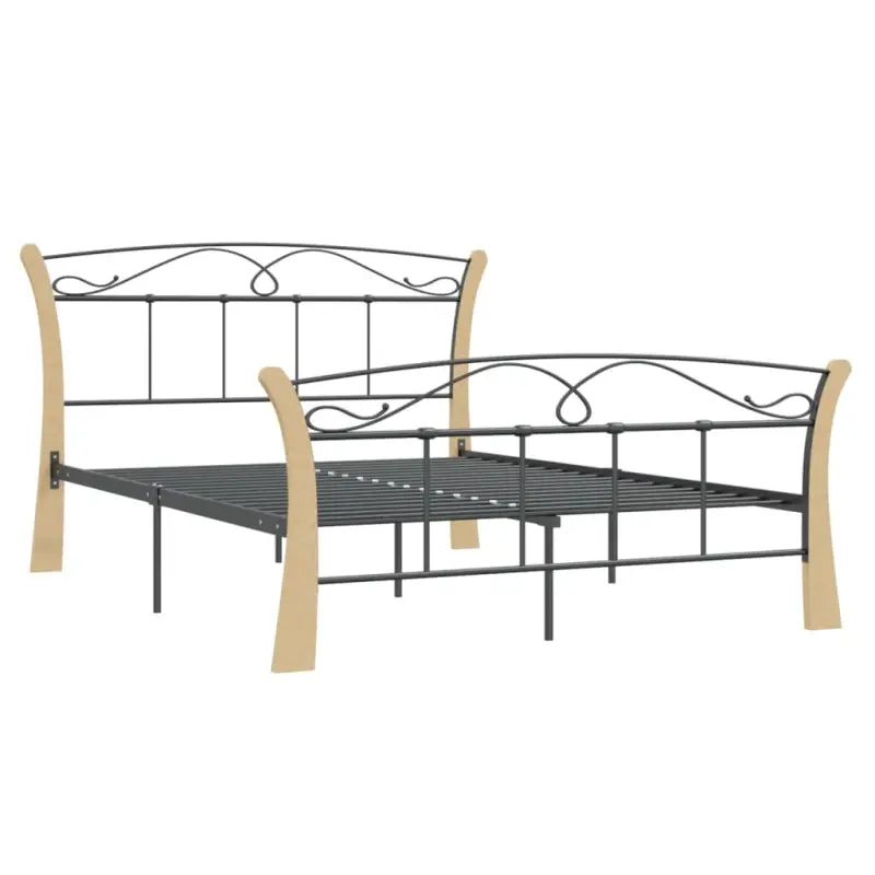 Comfortabel bedframe met massief eikenhout en gepoedercoat metaal - Bedden & bedframes