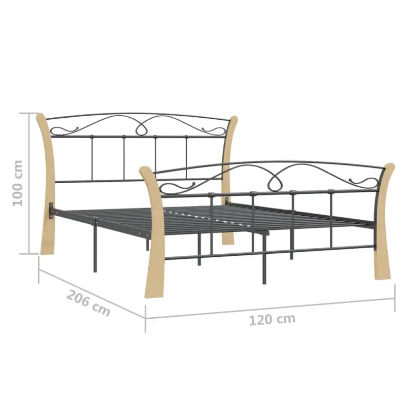 Comfortabel bedframe met massief eikenhout en gepoedercoat metaal - Bedden & bedframes