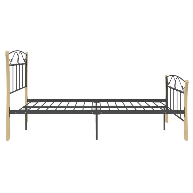 Comfortabel bedframe met massief eikenhout en gepoedercoat metaal - Bedden & bedframes