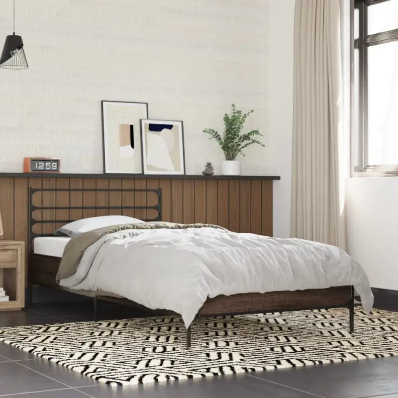 Comfortabel bedframe van bewerkt hout voor elke slaapkamer - bruin eikenkleur / 75 x 190 cm - Bedden & bedframes