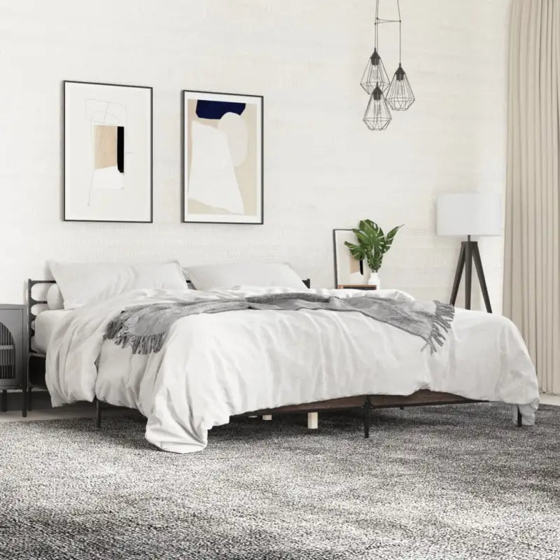 Comfortabel bedframe van bewerkt hout voor elke slaapkamer - bruin eikenkleur / 180 x 200 cm - Bedden & bedframes