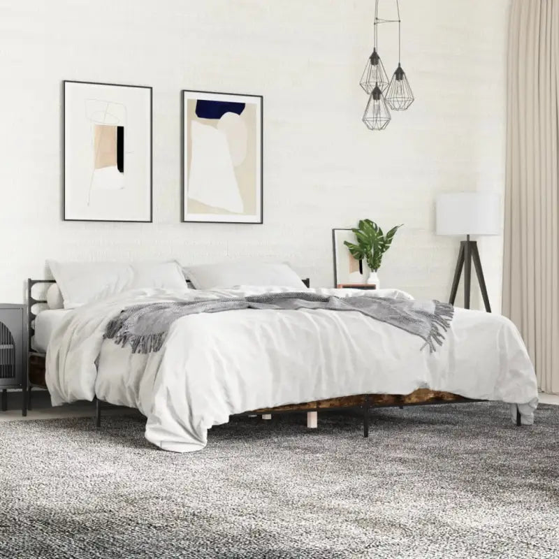 Comfortabel bedframe van bewerkt hout voor elke slaapkamer - Gerookt eiken / 200 x 200 cm - Bedden & bedframes