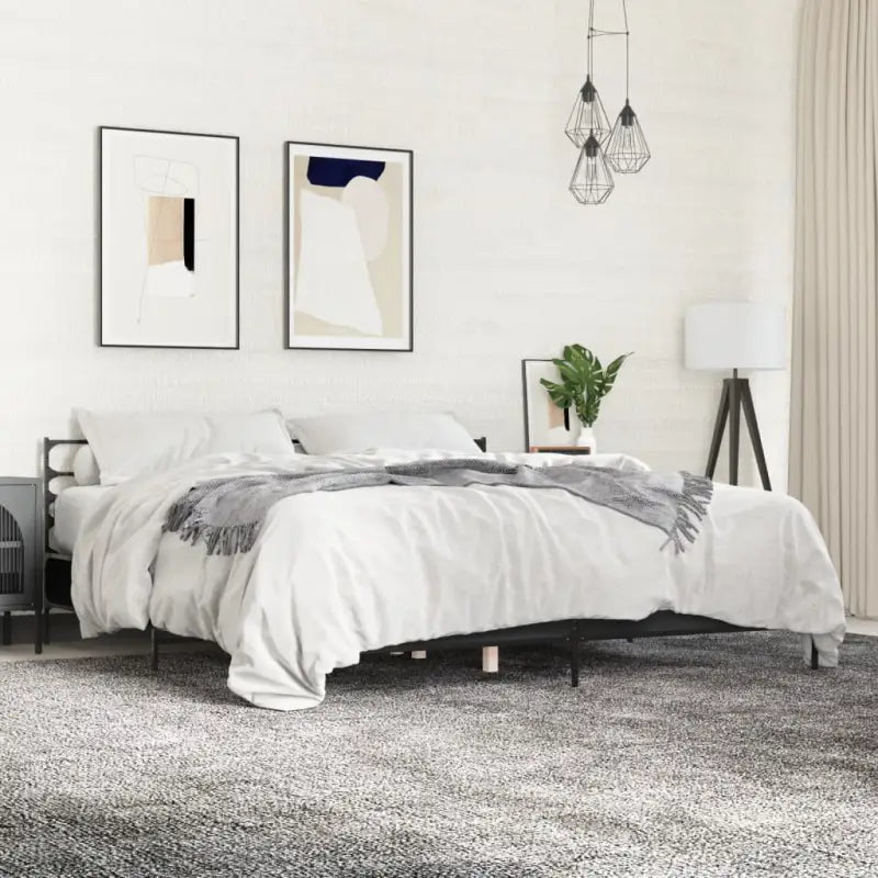 Comfortabel bedframe van bewerkt hout voor elke slaapkamer - Zwart / 200 x 200 cm - Bedden & bedframes
