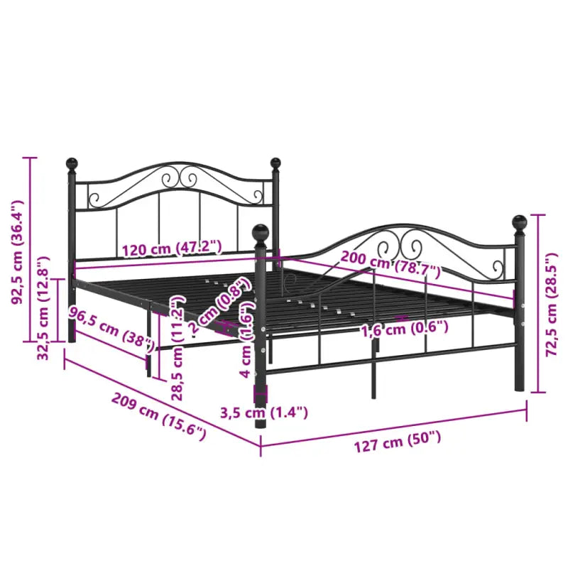 Comfortabel bedframe van gepoedercoat metaal voor een heerlijke nachtrust - Bedden & bedframes