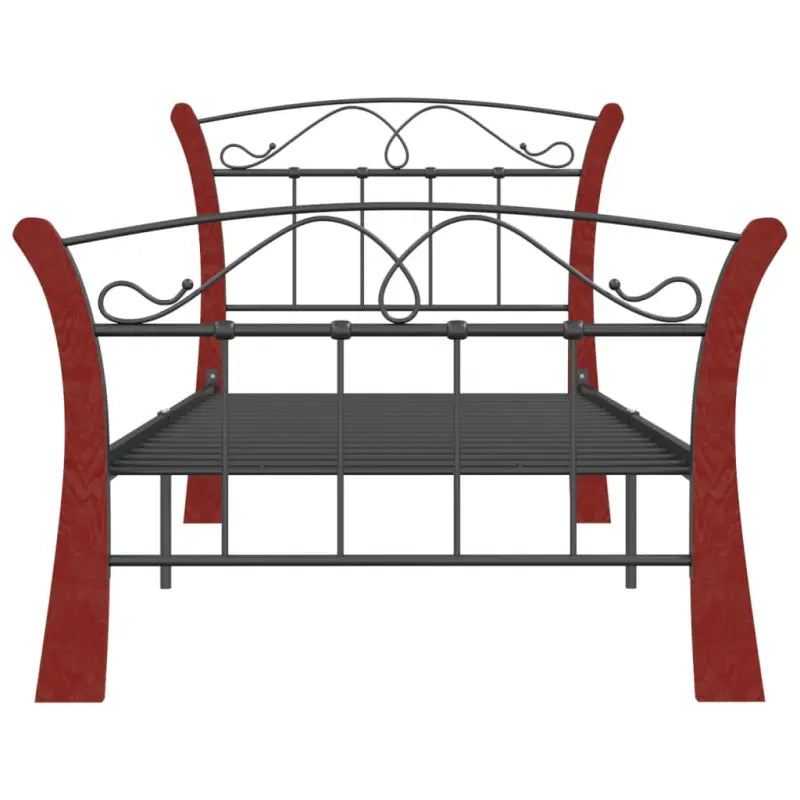 Comfortabel eenpersoons bedframe met massief eikenhout en gepoedercoat metaal - Bedden & bedframes