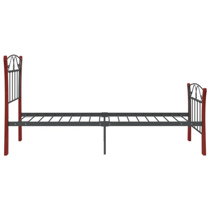 Comfortabel eenpersoons bedframe met massief eikenhout en gepoedercoat metaal - Bedden & bedframes