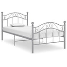 Comfortabel eenpersoonsbed met gepoedercoat metaal voor heerlijke nachtrust - Grijs / 90 x 200 cm - Bedden & bedframes