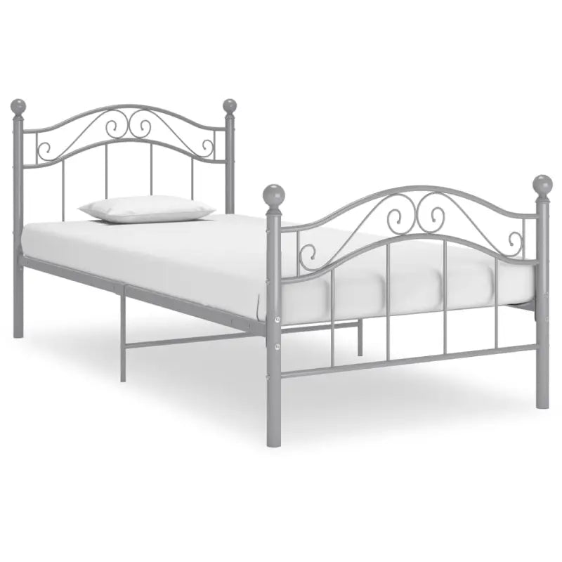 Comfortabel eenpersoonsbed met gepoedercoat metaal voor heerlijke nachtrust - Grijs / 90 x 200 cm - Bedden & bedframes