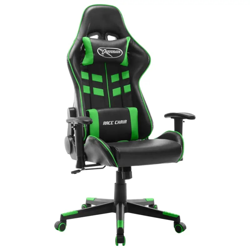 Comfortabele en stijlvolle gamingstoel met rug- en nekondersteuning - Zwart en groen / 1 / Zonder voetensteun