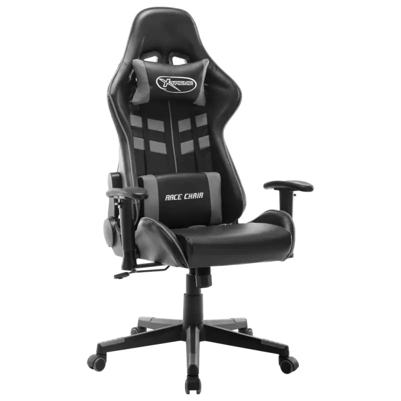 Comfortabele en stijlvolle gamingstoel met rug- en nekondersteuning - Zwart en grijs / 1 / Zonder voetensteun