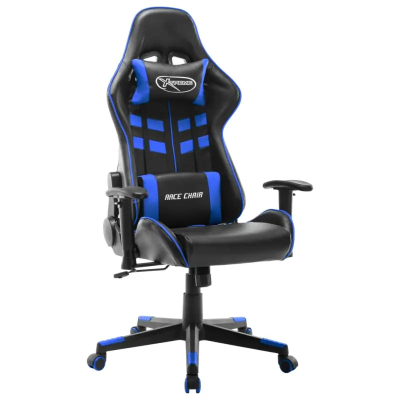 Comfortabele en stijlvolle gamingstoel met rug- en nekondersteuning - Zwart en blauw / 1 / Zonder voetensteun