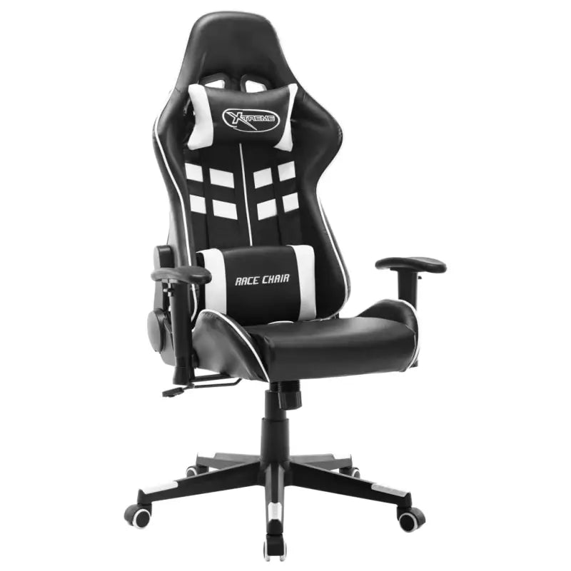 Comfortabele en stijlvolle gamingstoel met rug- en nekondersteuning - Zwart en wit / 1 / Zonder voetensteun
