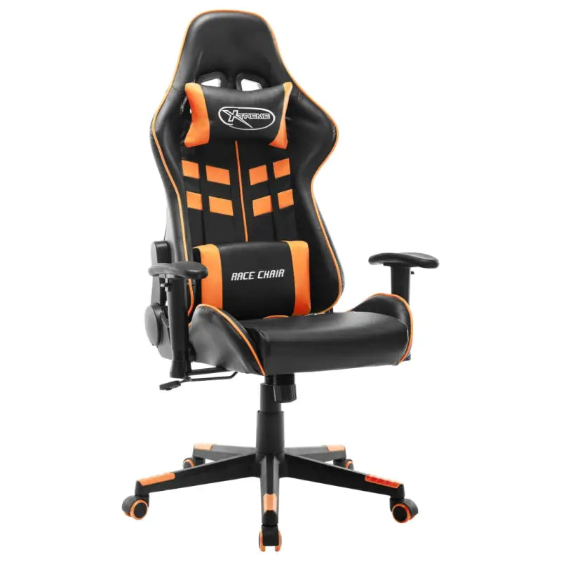 Comfortabele en stijlvolle gamingstoel met rug- en nekondersteuning - Zwart en oranje / 1 / Zonder voetensteun