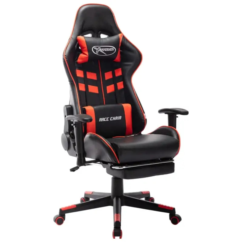 Comfortabele en stijlvolle gamingstoel met rug- en nekondersteuning - Zwart en rood / 1 / Met voetensteun