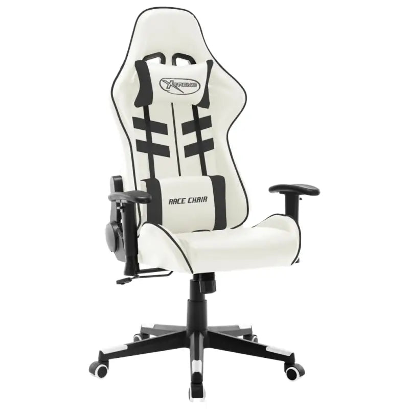 Comfortabele en stijlvolle gamingstoel met rug- en nekondersteuning - Wit en zwart / 1 / Zonder voetensteun