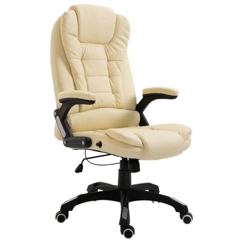 Comfortabele ergonomische bureaustoel met hoge rug en armleuningen - Crème / 1 - Bureaustoelen