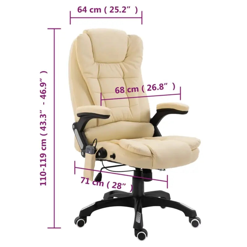 Comfortabele ergonomische bureaustoel met hoge rug en luxe ontwerp - Crème / 1 - Bureaustoelen