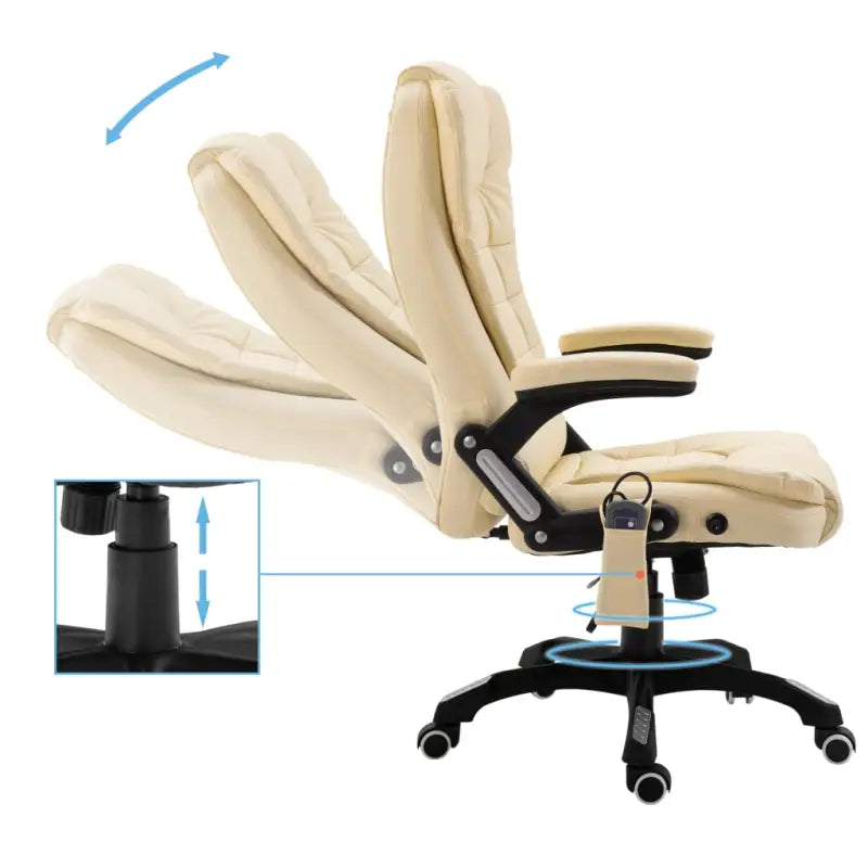 Comfortabele ergonomische bureaustoel met hoge rug en luxe ontwerp - Crème / 1 - Bureaustoelen