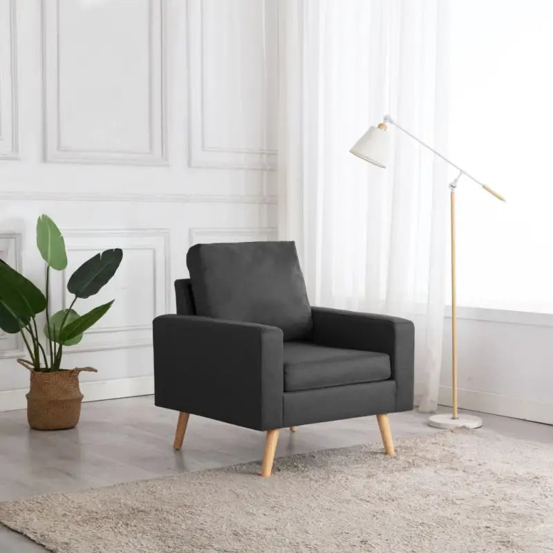 Comfortabele fauteuil met zachte stof en dik gevoerde vulling - Donkergrijs / 1 - Fauteuils & Relaxfauteuils