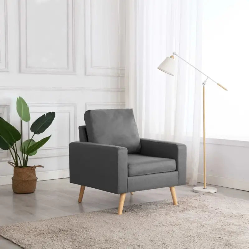 Comfortabele fauteuil met zachte stof en dik gevoerde vulling - Lichtgrijs / 1 - Fauteuils & Relaxfauteuils