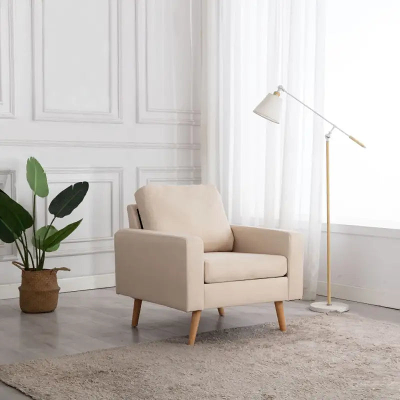 Comfortabele fauteuil met zachte stof en dik gevoerde vulling - Crème / 1 - Fauteuils & Relaxfauteuils