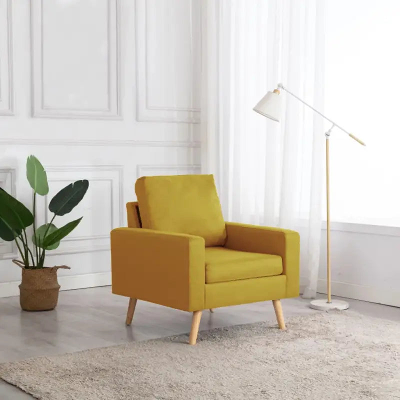 Comfortabele fauteuil met zachte stof en dik gevoerde vulling - Geel / 1 - Fauteuils & Relaxfauteuils