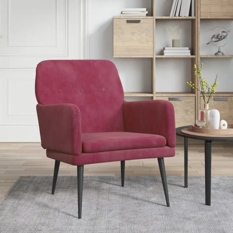 Comfortabele fluwelen relaxfauteuil voor ultiem ontspanning Gevoel - Wijnrood / 1 - Fauteuils & Relaxfauteuils