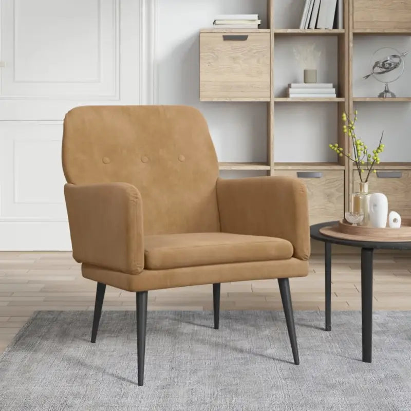 Comfortabele fluwelen relaxfauteuil voor ultiem ontspanning Gevoel - Bruin / 1 - Fauteuils & Relaxfauteuils