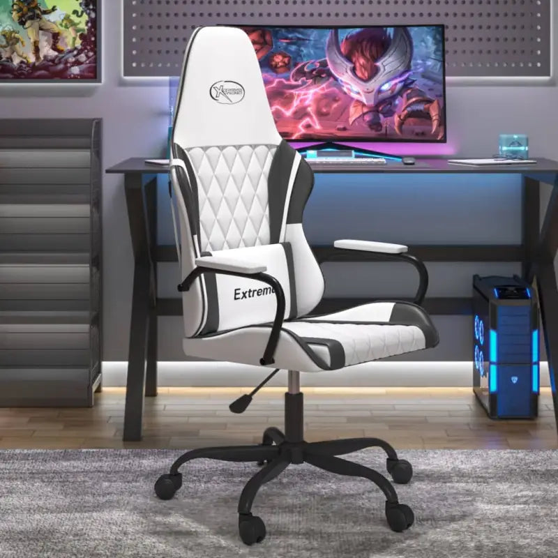 Comfortabele gamingstoel met duurzaam kunstleer en gemakkelijke reiniging - Wit en zwart / 1 - Gamingstoelen