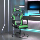Comfortabele Gamingstoel met duurzaam kunstleer en vlekbestendige bekleding - Zwart en groen / 1 / Met voetensteun