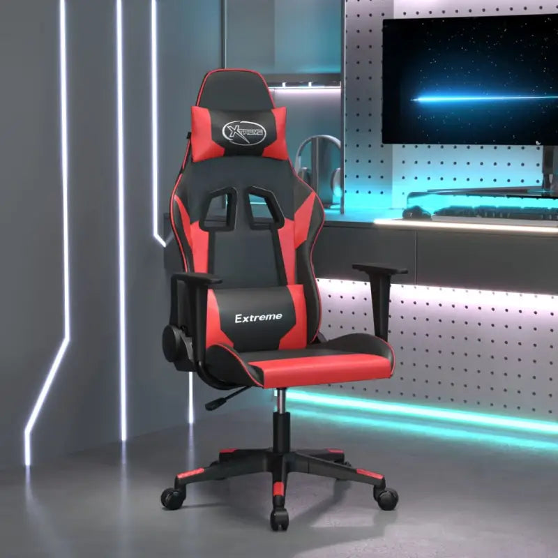 Comfortabele Gamingstoel met duurzaam kunstleer en vlekbestendige bekleding - Zwart en rood / 1 / Zonder voetensteun