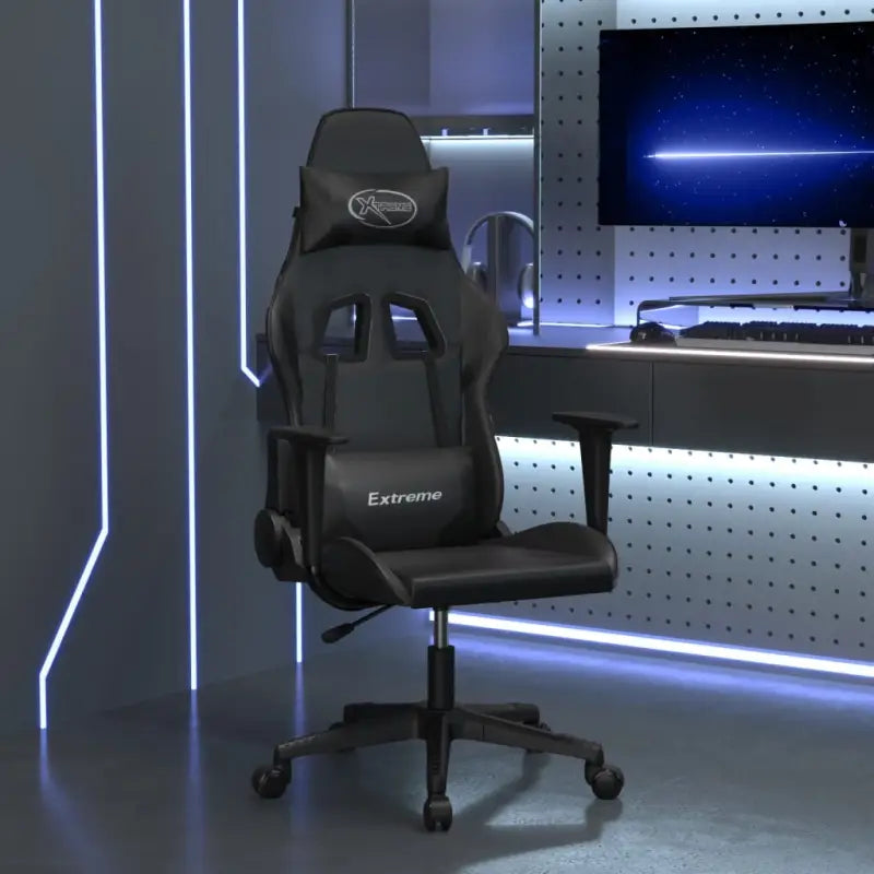 Comfortabele gamingstoel met duurzaam kunstleer en vlekbestendige afwerking - Zwart / 1 / Zonder voetensteun
