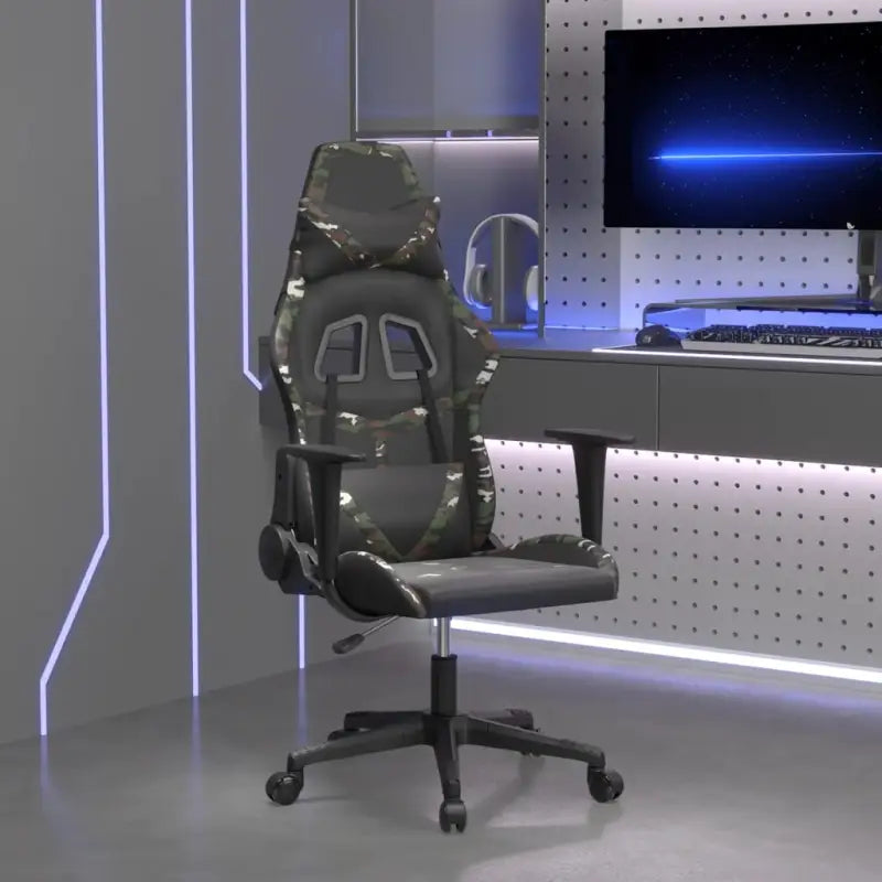 Comfortabele Gamingstoel met duurzaam kunstleer en vlekbestendige afwerking - Zwart en camouflage / 1 / Zonder