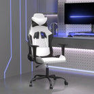 Comfortabele gamingstoel met duurzaam vlekbestendig kunstleer - Wit en zwart / 1 / Zonder voetensteun - Gamingstoelen
