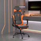 Comfortabele gamingstoel met duurzaam vlekbestendig kunstleer - Zwart en oranje / 1 / Met voetensteun - Gamingstoelen