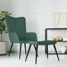 Comfortabele gestoffeerde relaxfauteuil met elegante lijnen - Donkergroen / 1 / Met voetensteun - Fauteuils &