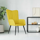 Comfortabele gestoffeerde relaxfauteuil met elegante lijnen - Mosterdgeel / 1 / Zonder voetensteun - Fauteuils &