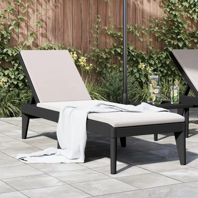Comfortabele ligbed met verstelbare rugleuning en rattan uitstraling - Antraciet / 1 - Ligstoelen